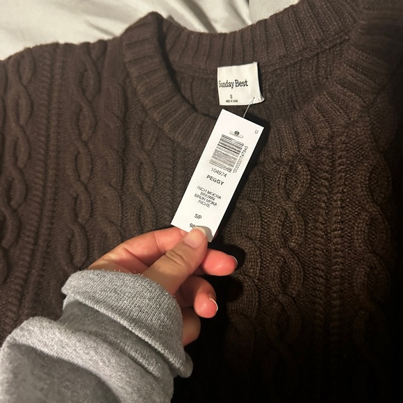 NWT Aritizia Peggy sweater twist cable mocha brown - Picture 5 of 6